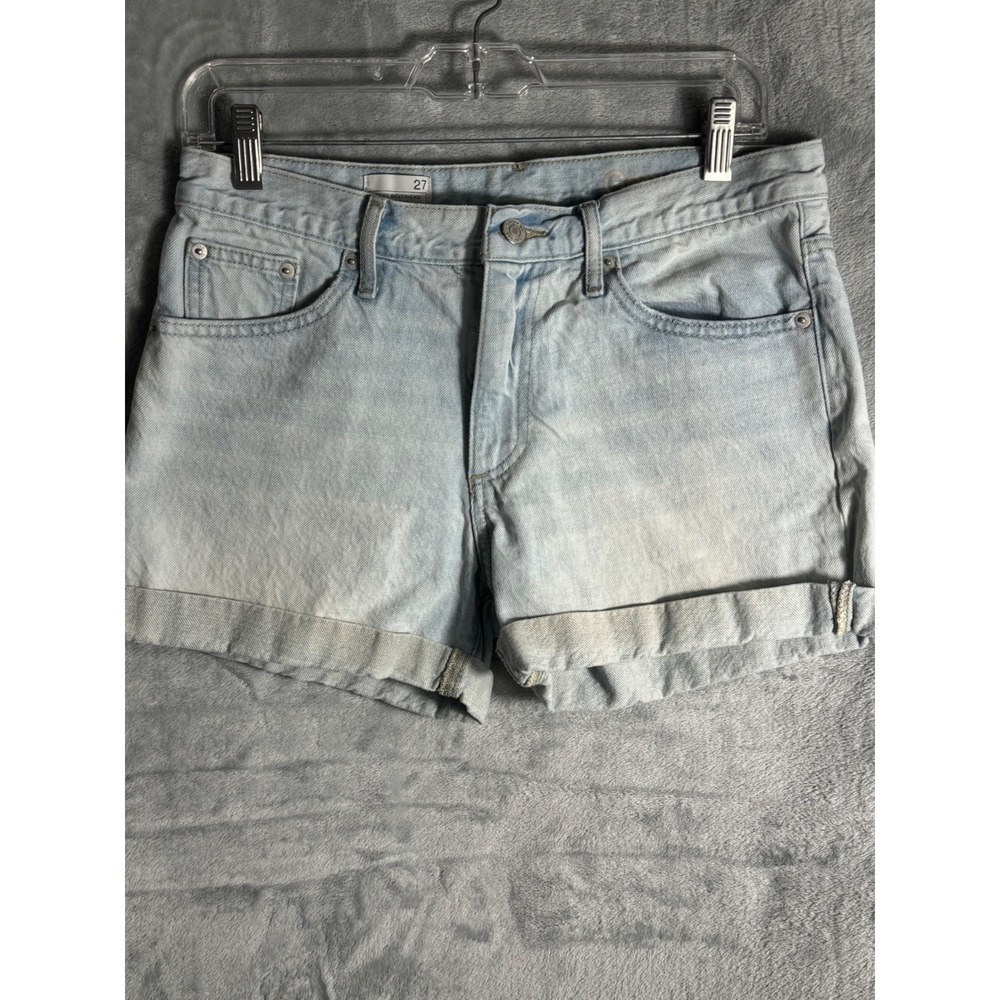 Gap 1969 Sexy Boyfriend Denim Shorts Light Wash Blue Cuffed Size 27